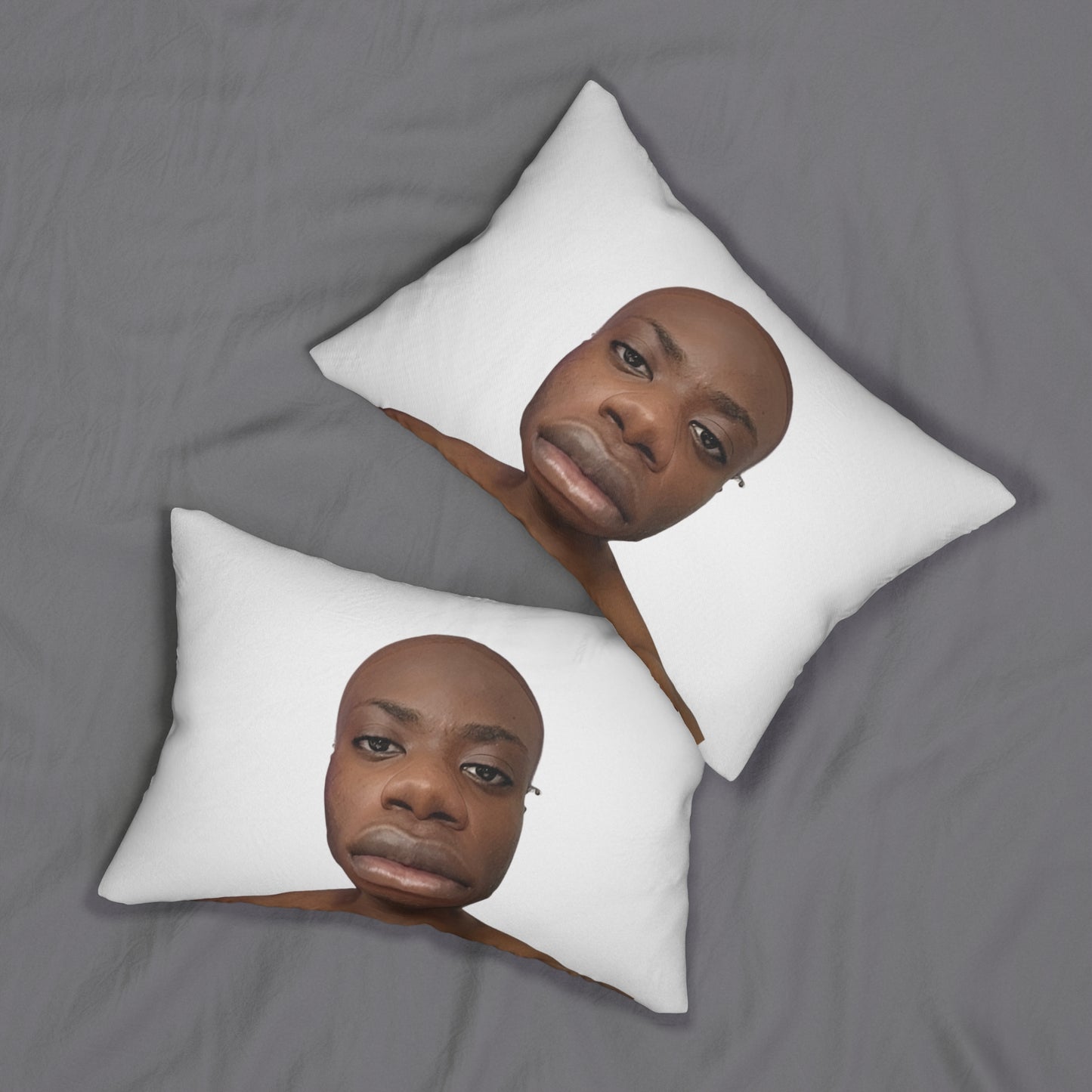 Unique Spun Polyester Lumbar Pillow - Fun Face Design for Cozy Living Spaces